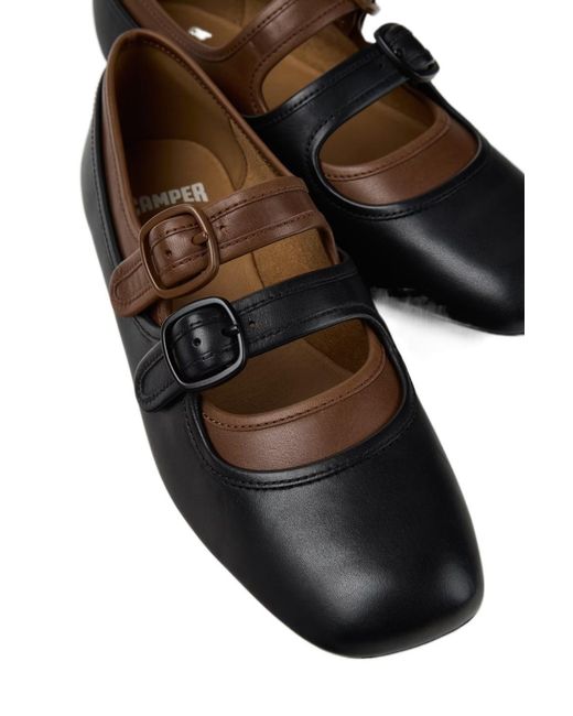 Camper Black Leather Ballerinas For