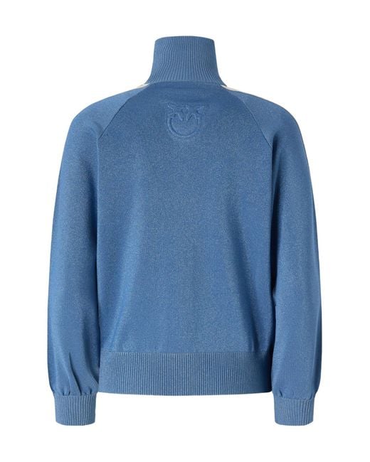 Pinko Blue Striped Logo Embossed Sweatshirt