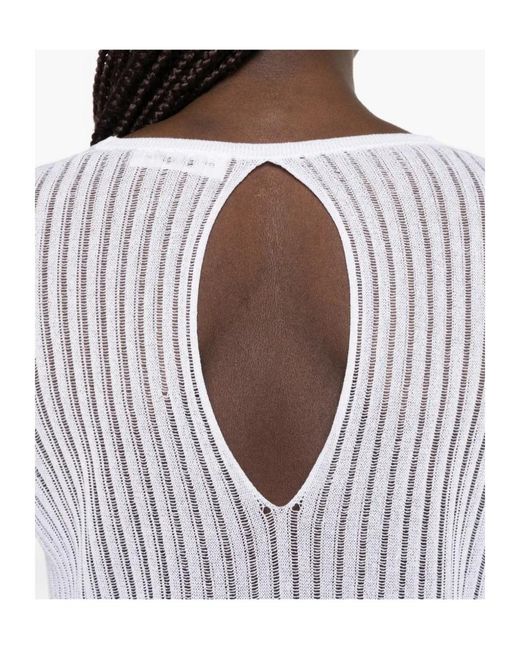 Roberto Collina White Ribbed-Knit Sweater
