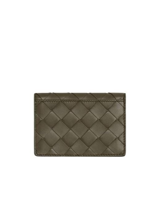 Bottega Veneta Gray Intrecciato Business Card Case
