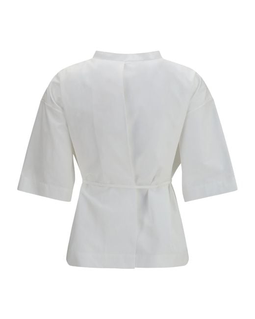 Calvin Klein White Lynn Tie-Waist Cropped Shirt