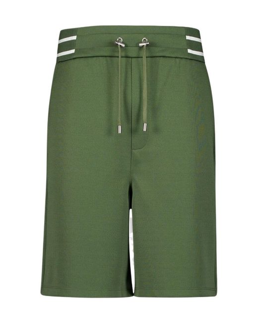 Balmain Green Logo-Print Drawstring Shorts for men
