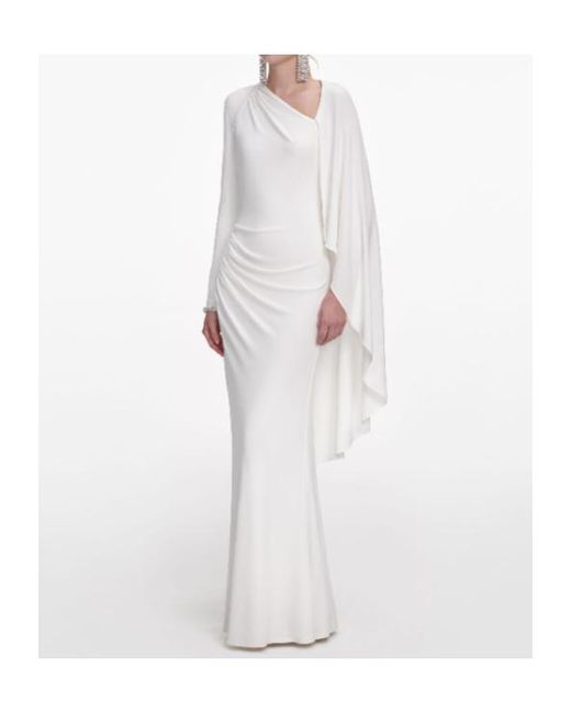Self-Portrait White Jersey Drape Maxi Dress