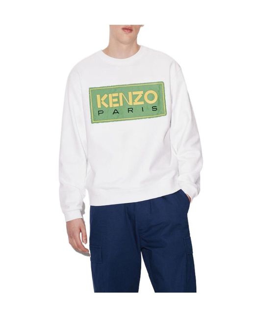 KENZO Green Logo Print Crewneck Sweatshirt for men