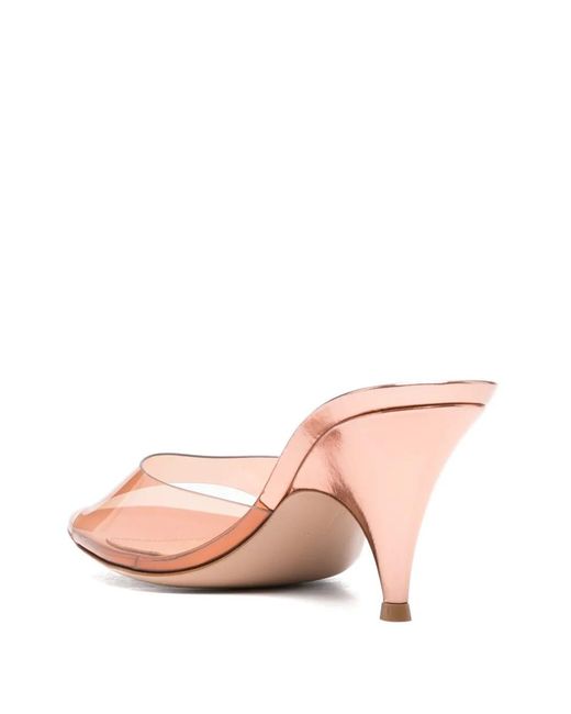 Gianvito Rossi Pink Sofia Metallic-Finish Mules