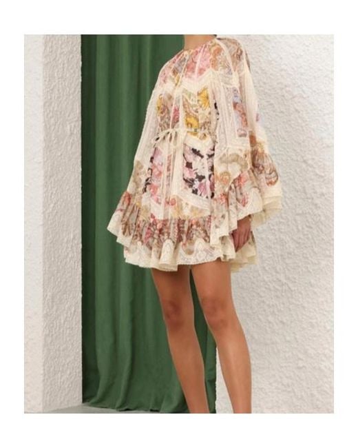 Zimmermann Multicolor Daylight Flutter Spliced Print Dress