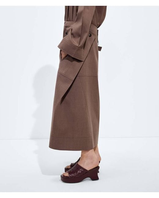 Bottega Veneta Brown Light Wool Toile Skirt