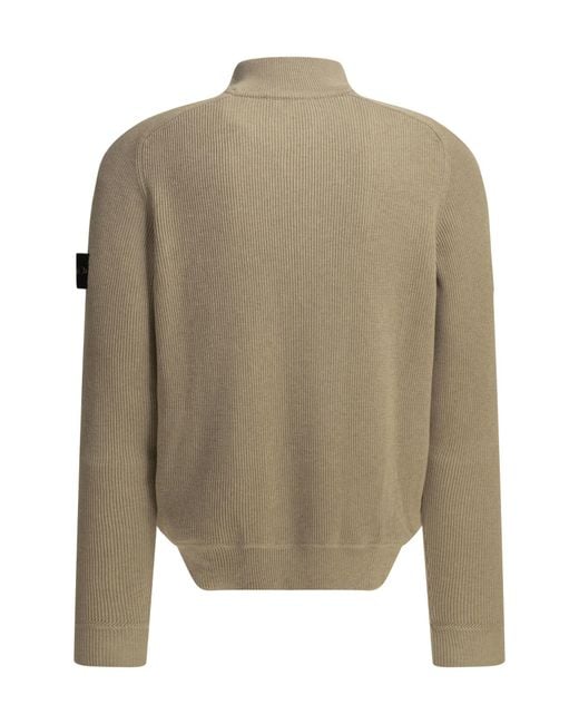 Stone Island Green High Neck Knitted Sweatshirt for men