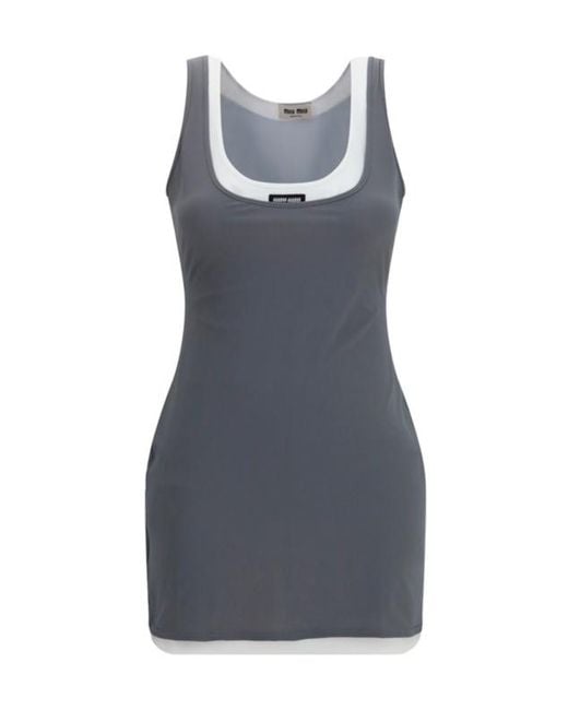 Miu Miu Gray Short Stretch Jersey Dress