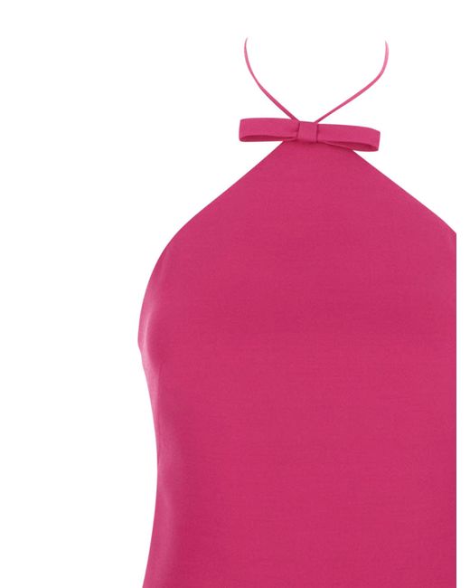 Valentino Pink Bow-Detail Halterneck Minidress