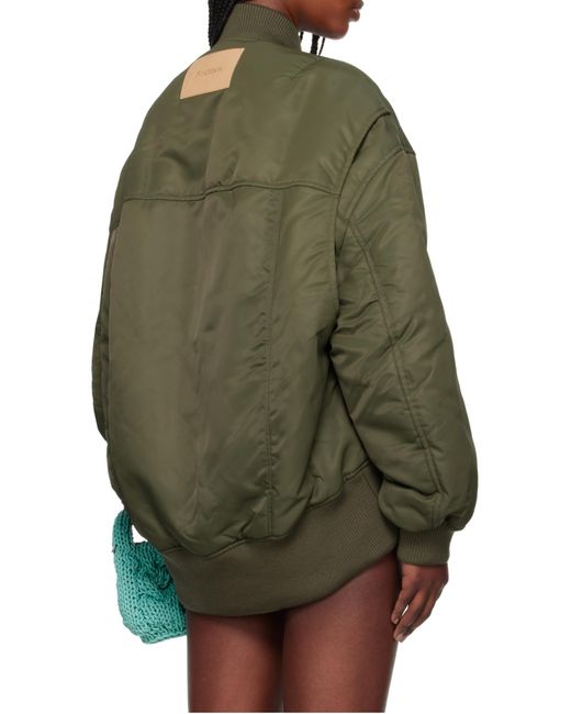 J.W. Anderson Green Jw Anderson Curved-Hem Zipped Bomber Jacket