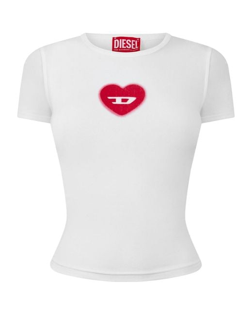 DIESEL White Fitted Cropped T-Shirt