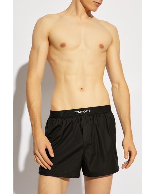 Tom Ford Black Logo Waistband Stretched Boxers for men