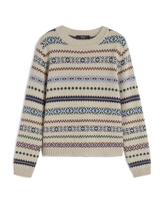 Weekend by Maxmara Gray Wool And Alpaca Jacquard Jumper