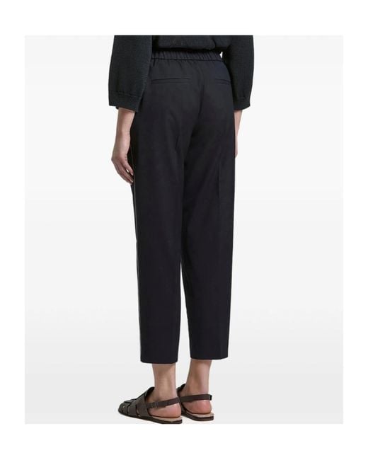 Peserico Black Side-Stripe Pressed-Crease Trousers