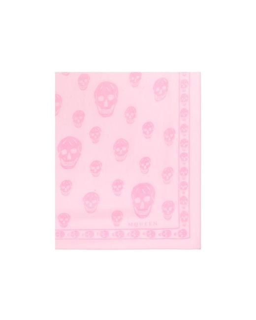 McQueen Pink Skull Print Scarf