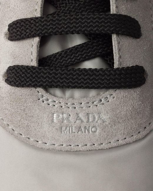 Prada Gray Collapse Re-Nylon Lace-Up Sneakers for men