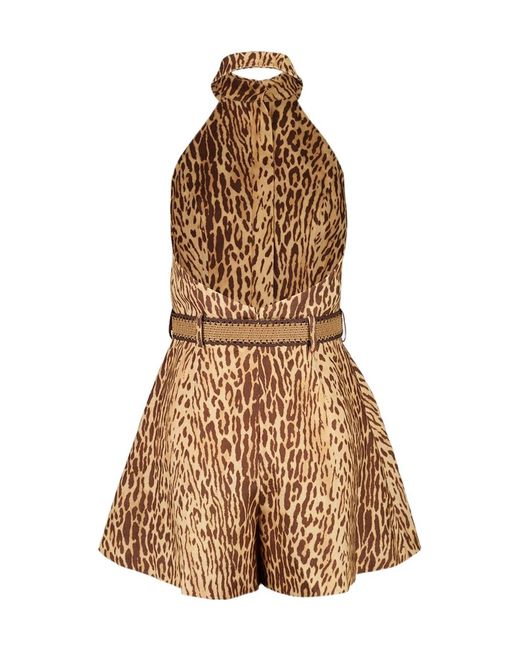 Zimmermann Natural Cascadian Halterneck Sleeveless Playsuit