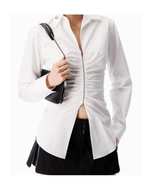 Alexander Wang White Gathered Bust Shirt