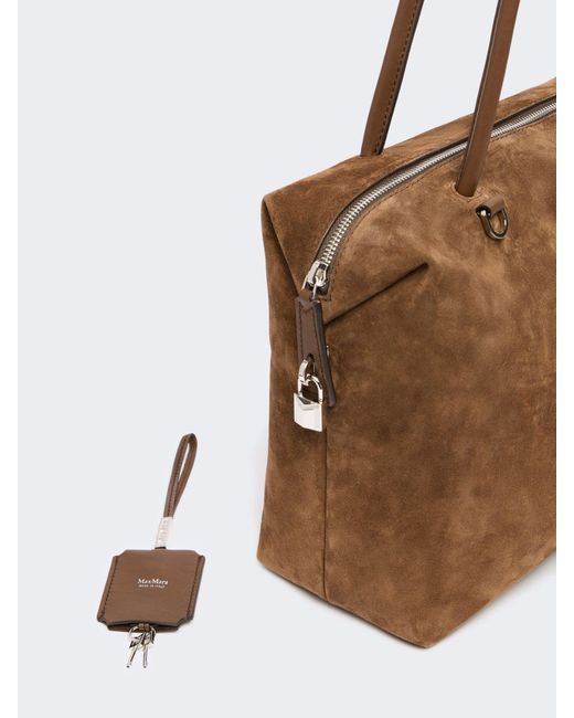 Max Mara Brown Zip-Fastening Suede Tote Bag