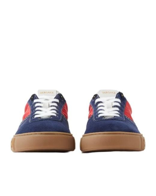 Versace Red Greca Lace-Up Sneakers for men