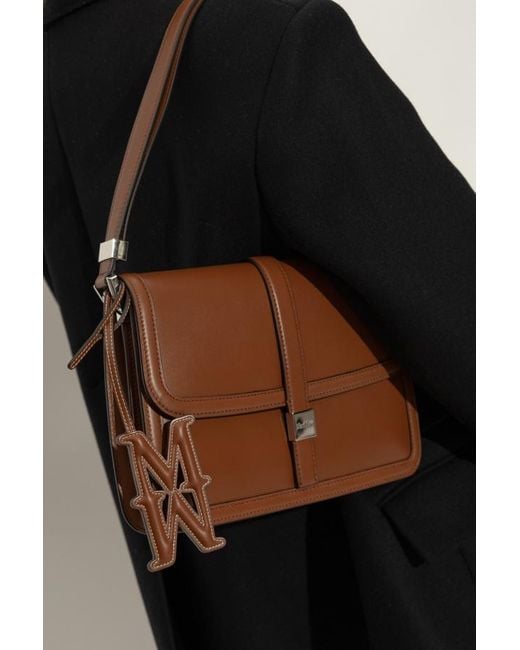 Max Mara Brown Logo Leather Charm