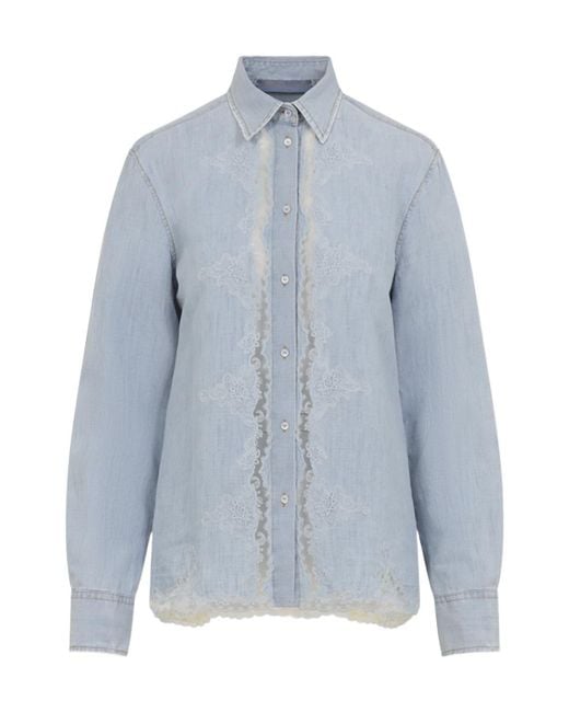 Ermanno Scervino Blue Cotton And Linen Shirt