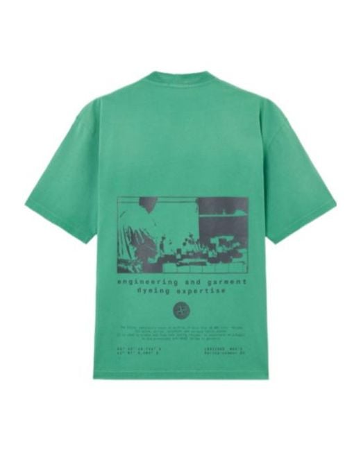 Stone Island Green Graphic-Print T-Shirt for men