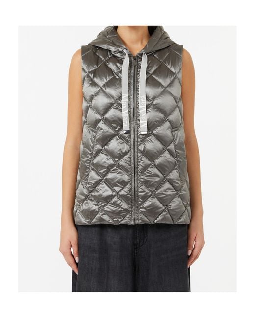 Max Mara Gray Quilted Hooded Gilet