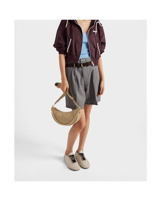 Prada Natural Demi-Lune Zipped Shoulder Bag