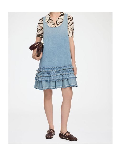 Ganni Blue Lightweight Denim Dress