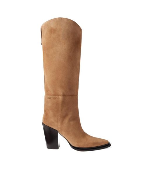 Jimmy Choo Brown Cece 80 Suede Knee Boots