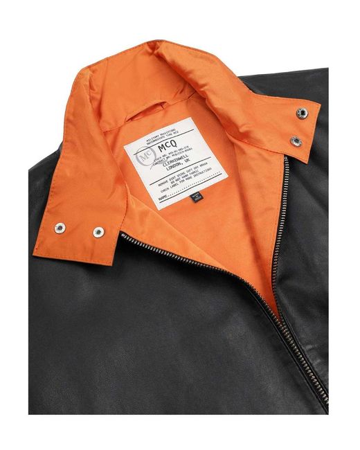 McQ Alexander McQueen Gray Logo Leather Jacket for men
