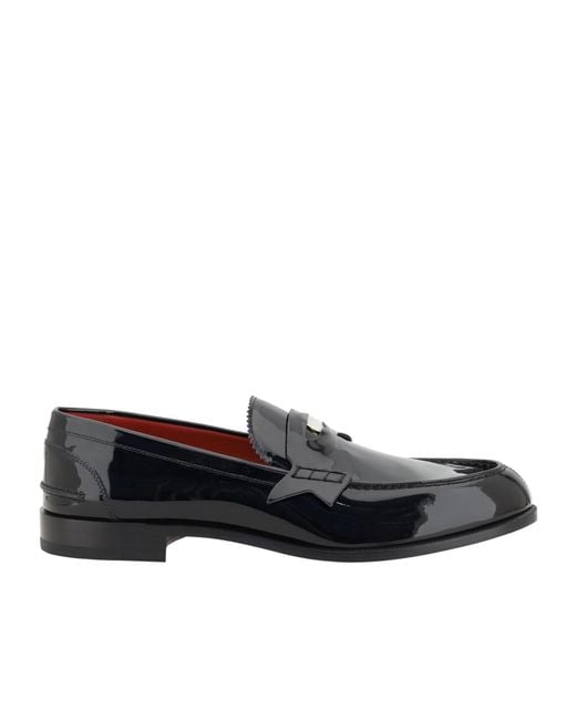 Christian Louboutin Black Embellished Plaque Round-Toe Loafers for men