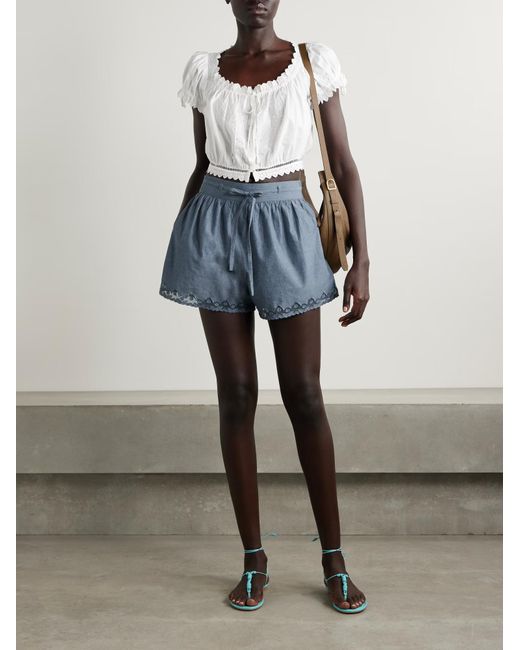 Ulla Johnson Blue Elowen Drawstring Shorts