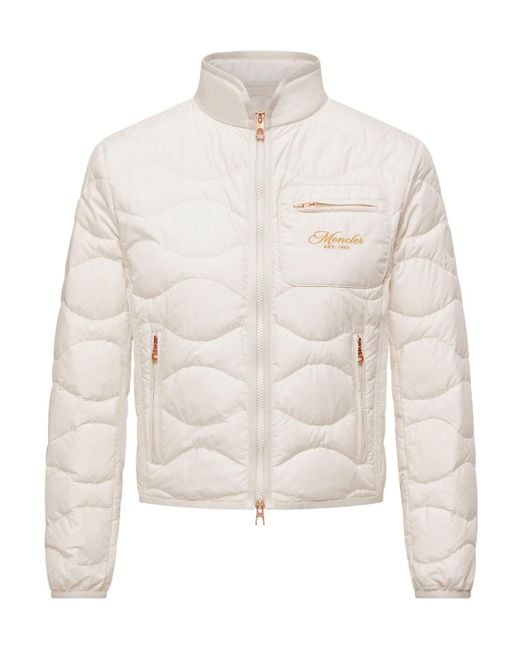 Moncler White Tegea Wave-Quilted Short Down Jacket