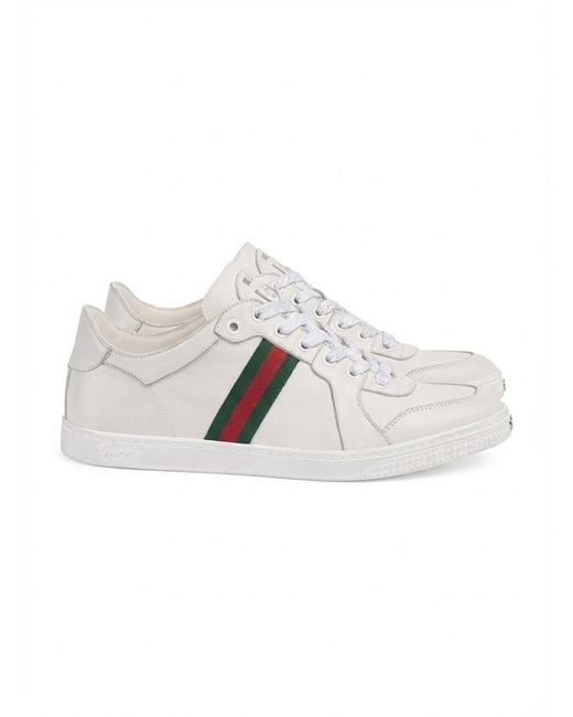 Gucci White Stretch Low-Top Sneakers
