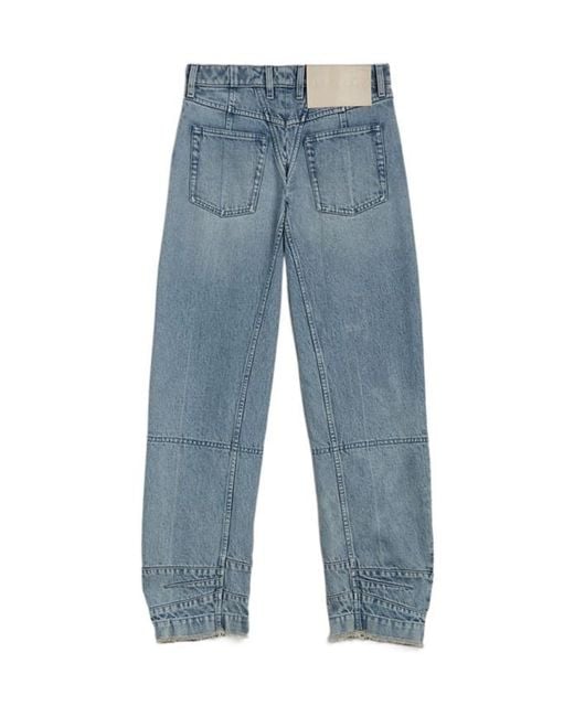 Jil Sander Blue Tapered-Leg Frayed-Hem Jeans