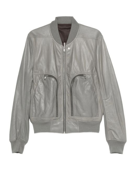 Rick Owens Gray Bauhaus Flight Leather Jacket for men