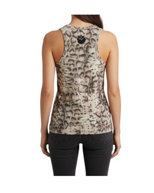Pinko Brown Snakeskin Racer Tank Top