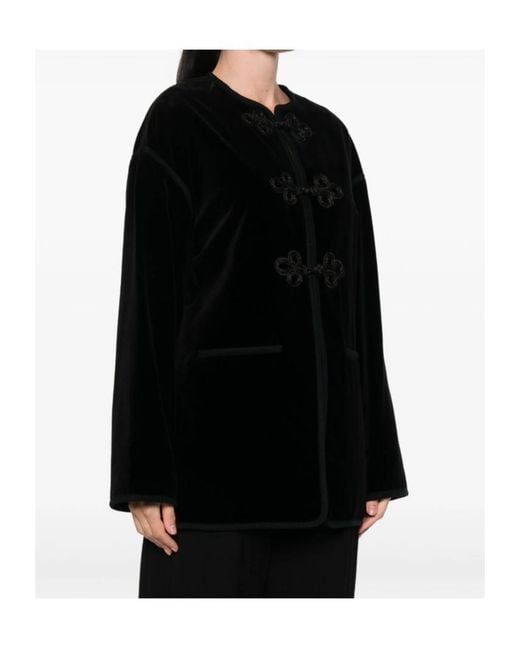 Soeur Black Lutetia Frog-Fastening Coat