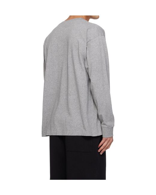 MM6 by Maison Margiela Gray Crew Neck Long-Sleeved T-Shirt for men