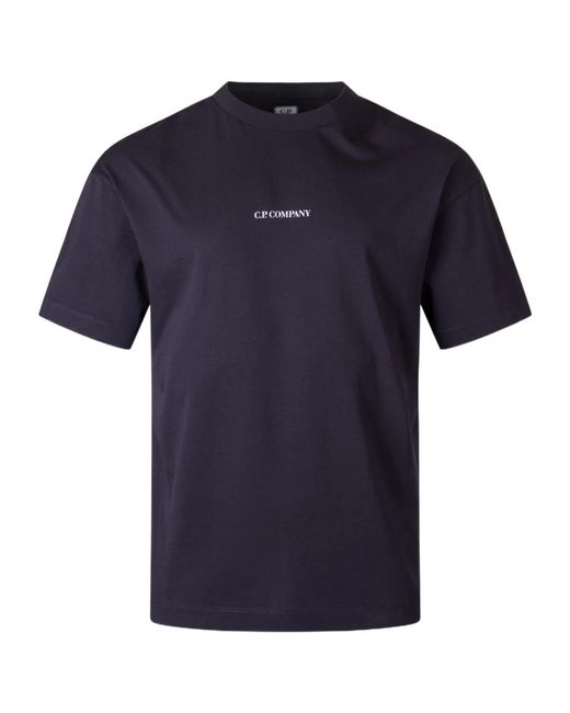 C P Company Blue Logo Crew Neck T-Shirt for men