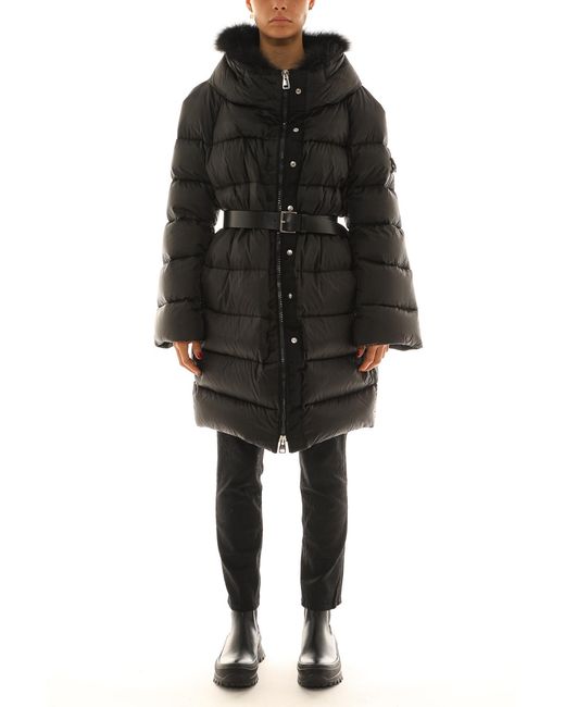Ermanno Scervino Black Belted Hooded Coat