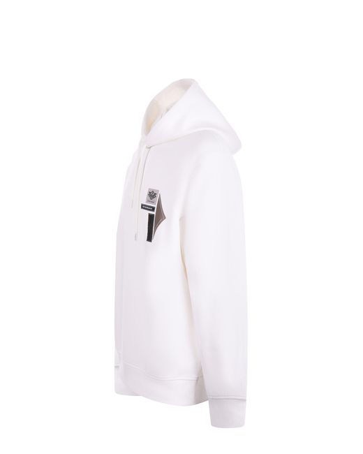 Emporio Armani White Logo Patch Drawstring Hoodie for men