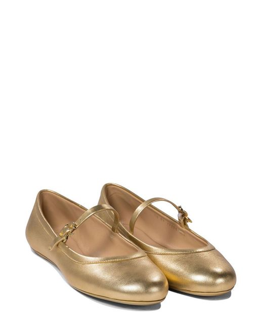 Gianvito Rossi Natural Carla Buckle-Strap Ballerina Shoes