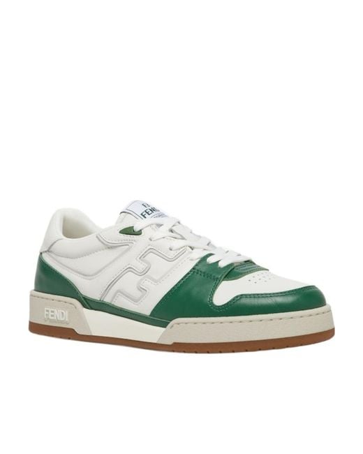 Fendi Green Match Leather Sneaker for men