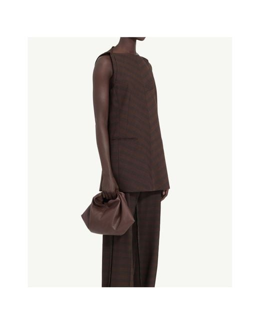 MM6 by Maison Margiela Brown Sleeveless Striped Mini Dress