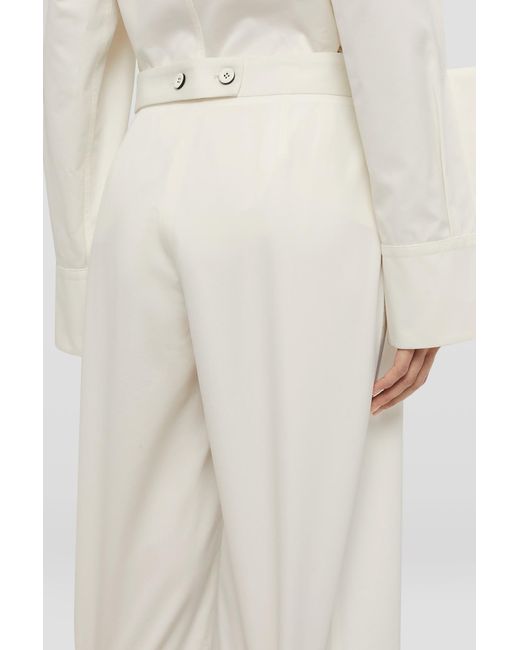 Jil Sander White Wide Leg Pleated Pants