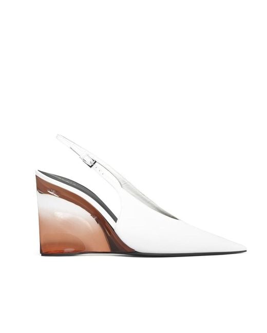 Alaïa White Pointed-Toe Wedge Slingbacks